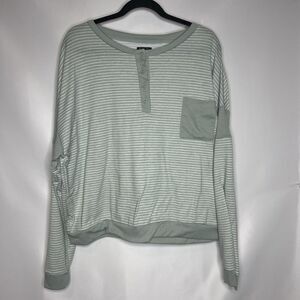 Splendid Striped Top Womens Size XXL White Green Stripe Lightweight Pullover